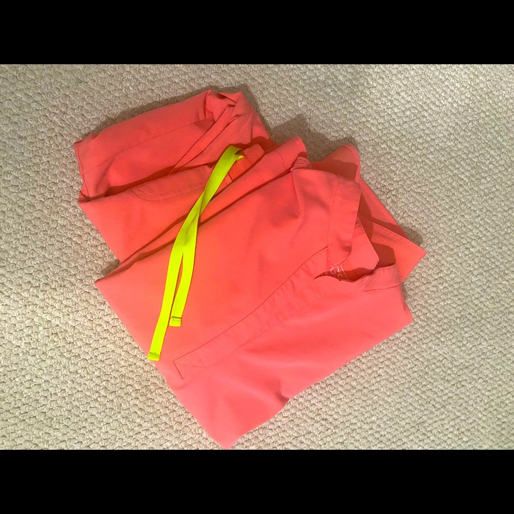 FIGS’s scrubs, Rafaela top M, Zamora joggers L.